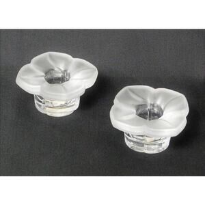 JG Durand Candle Holders France Frosted Satine Crystal Glass Floral